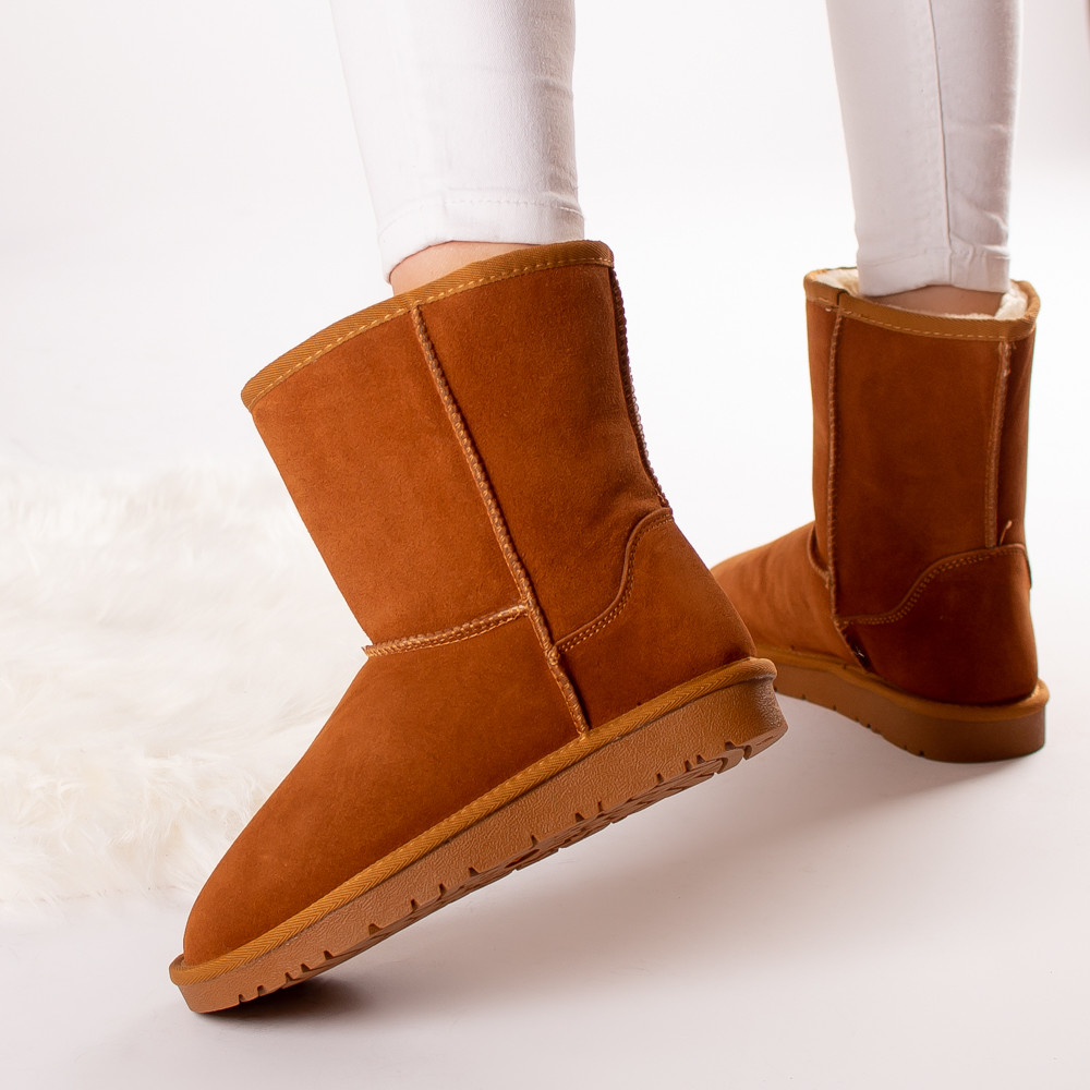 Ghete dama piele naturala mara camel imblanite - poza 4