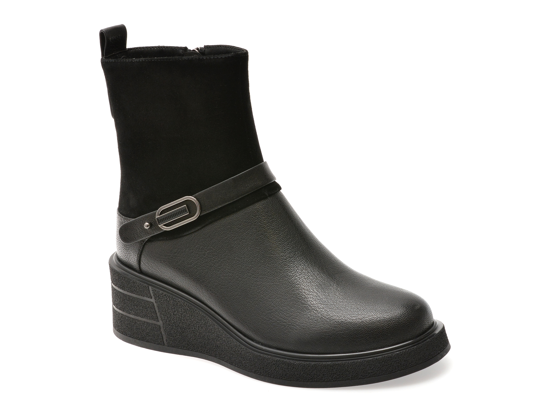 Ghete EPICA negre, D529, din piele naturala