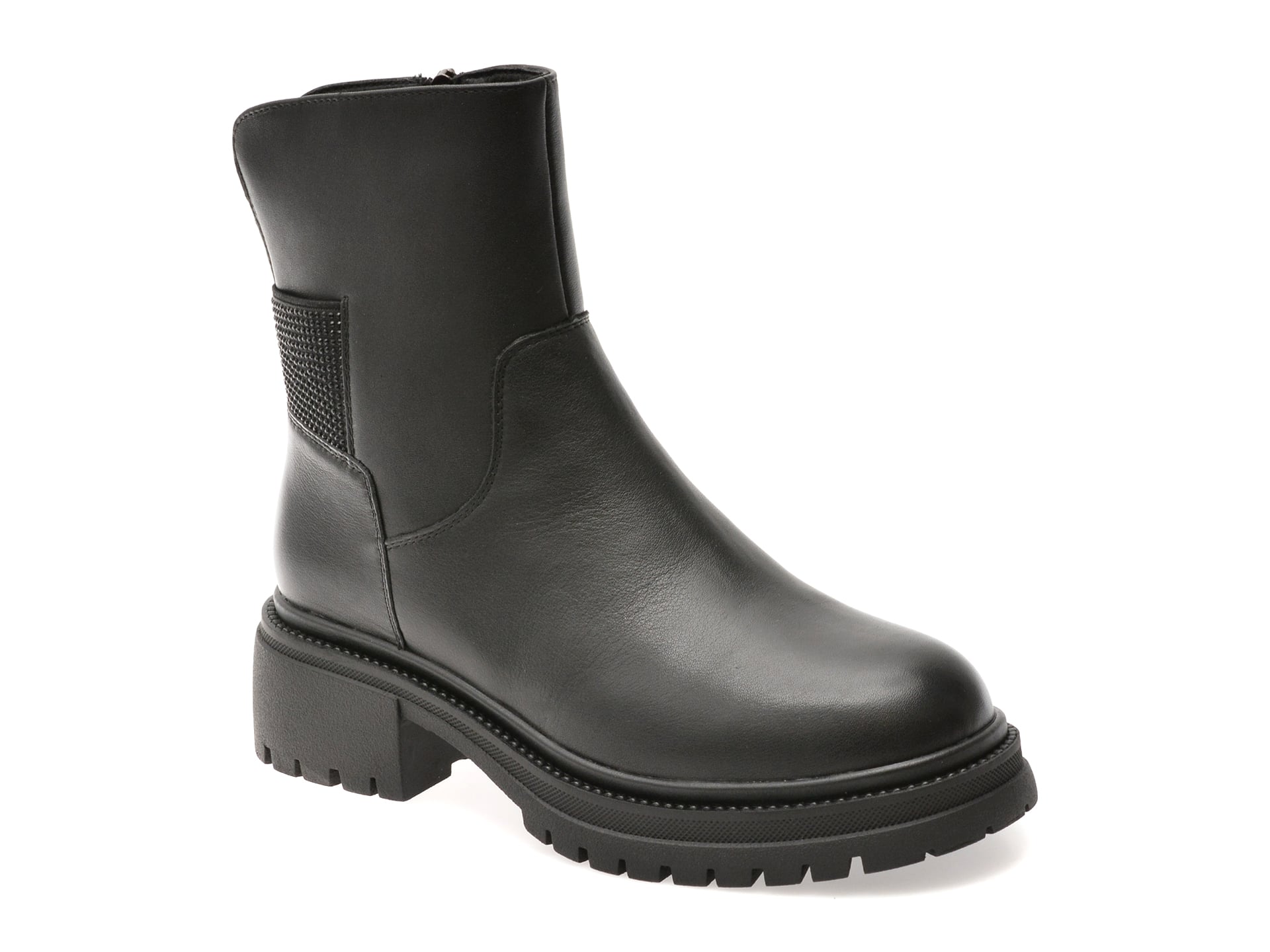 Ghete EPICA negre, DX83516, din piele naturala
