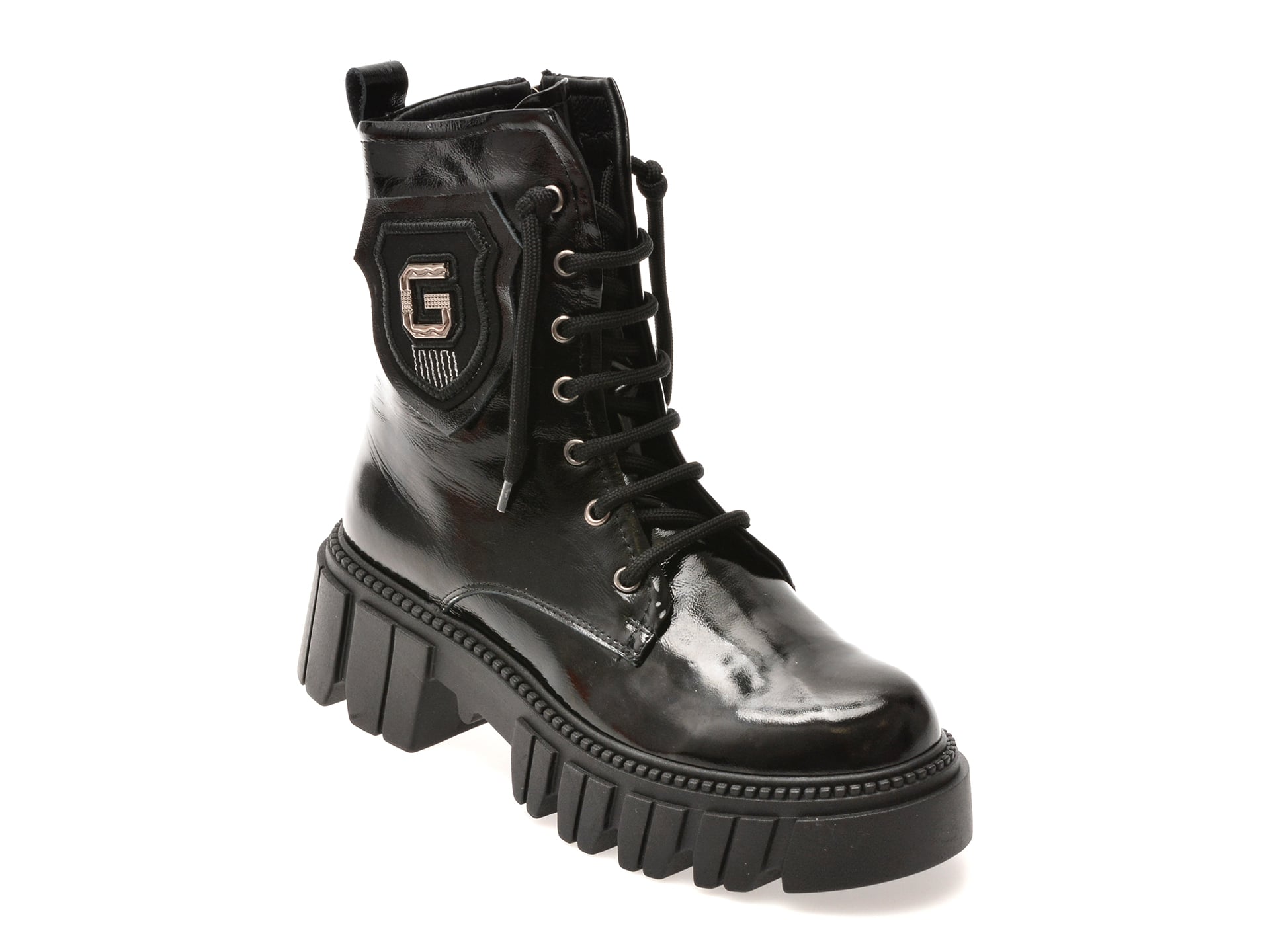 Ghete GRYXX negre, 307113, din piele naturala lacuita