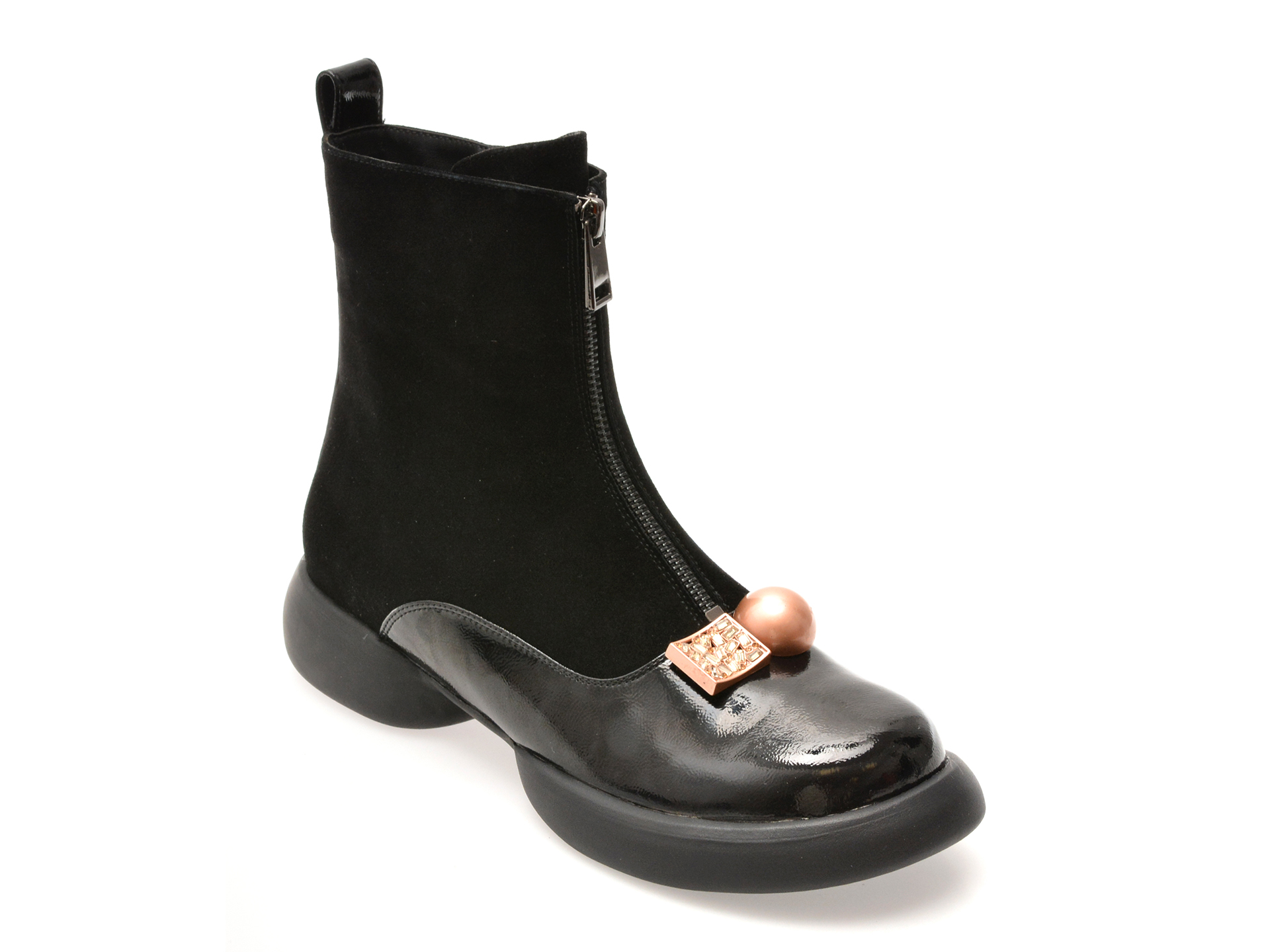 Ghete GRYXX negre, 5W306, din piele intoarsa