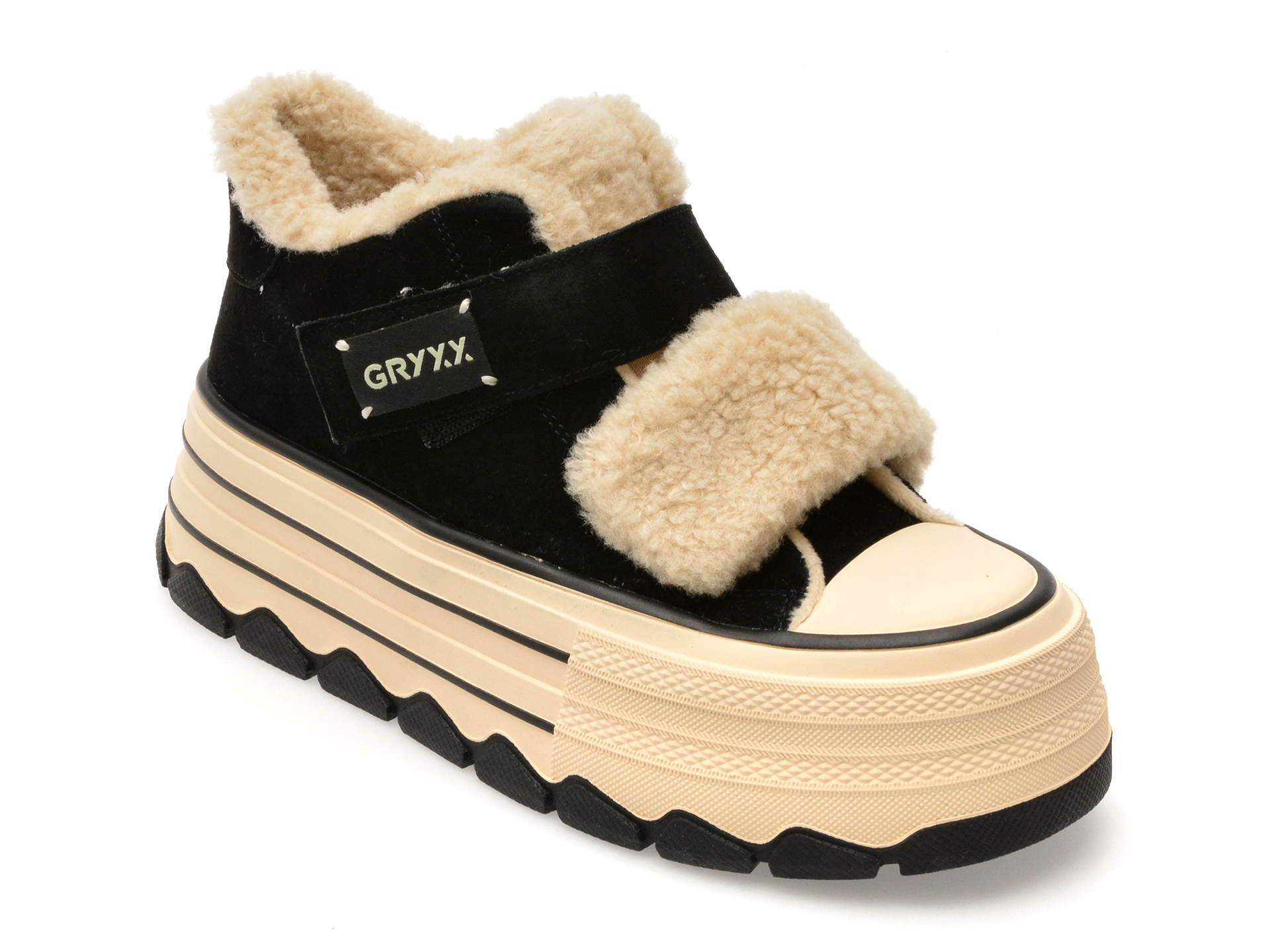 Ghete GRYXX negre, 624D150, din piele intoarsa