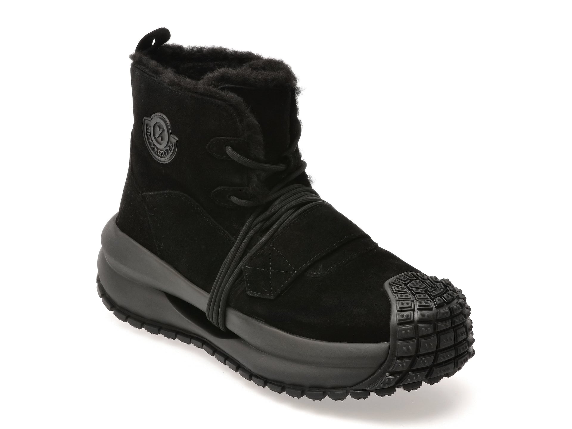 Ghete GRYXX negre, LN12, din piele intoarsa