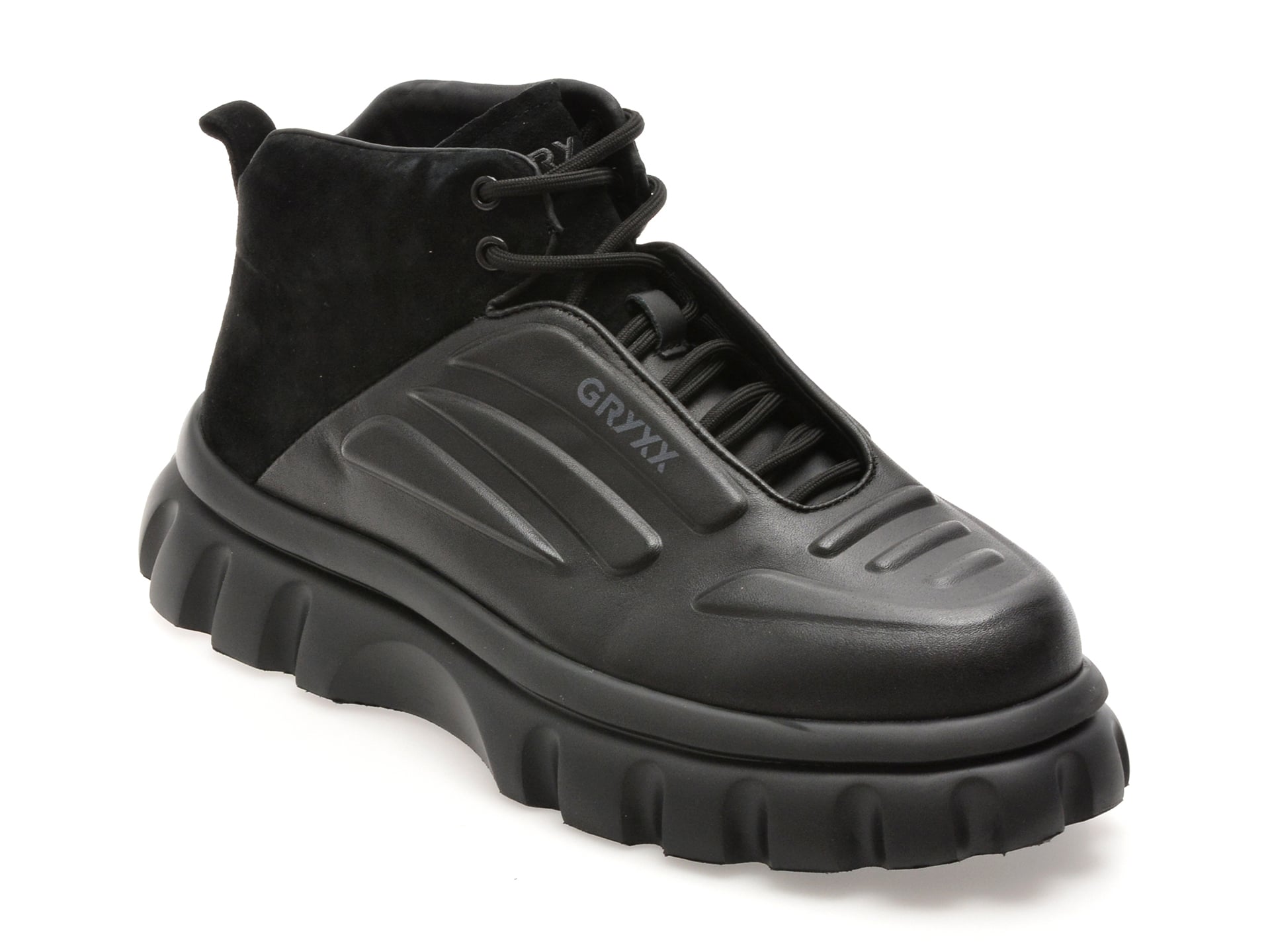 Ghete GRYXX negre, LN39, din piele naturala