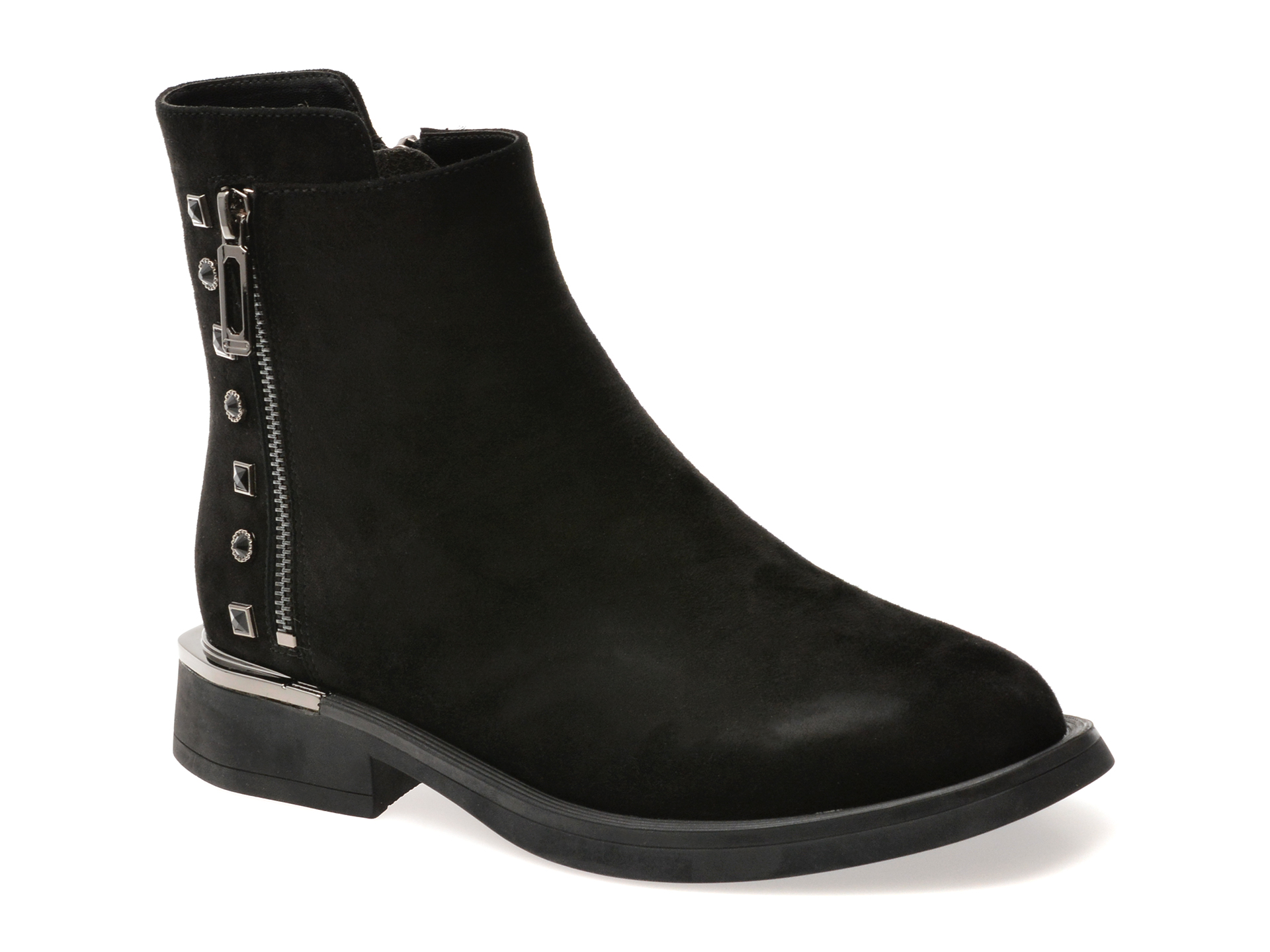 Ghete IMAGE negre, 370032, din piele intoarsa