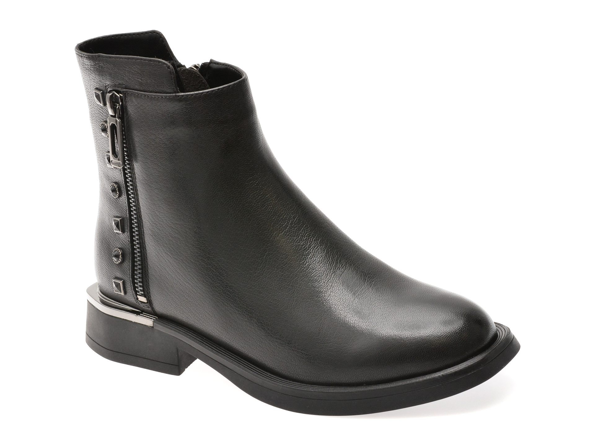 Ghete IMAGE negre, 370032, din piele naturala