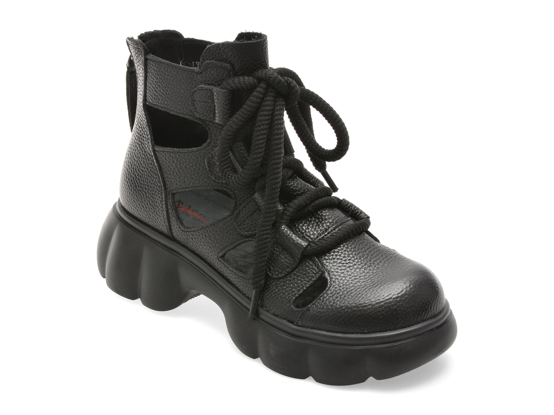 Ghete PASS COLLECTION negre, LY60003, din piele naturala