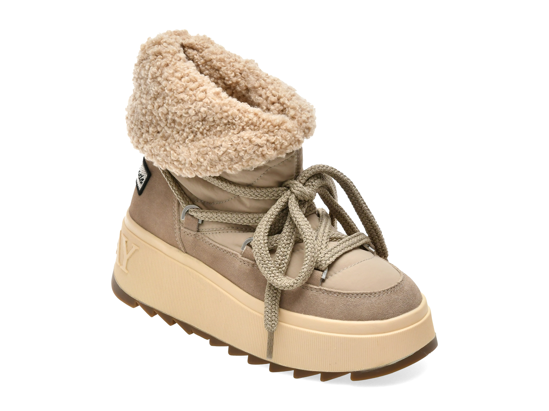 Ghete REPLAY gri, WZ7U00T, din material textil si piele naturala