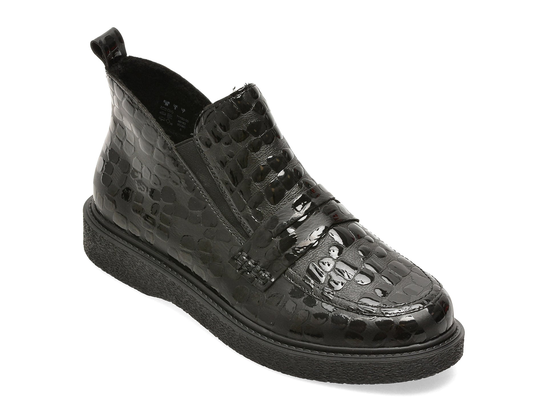 Ghete RIEKER negre, 71150, din piele ecologica