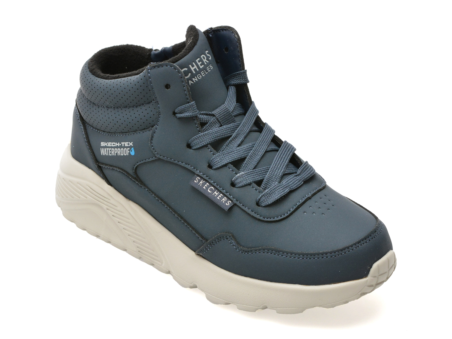 Ghete SKECHERS bleumarin, UNO LITE, din piele ecologica