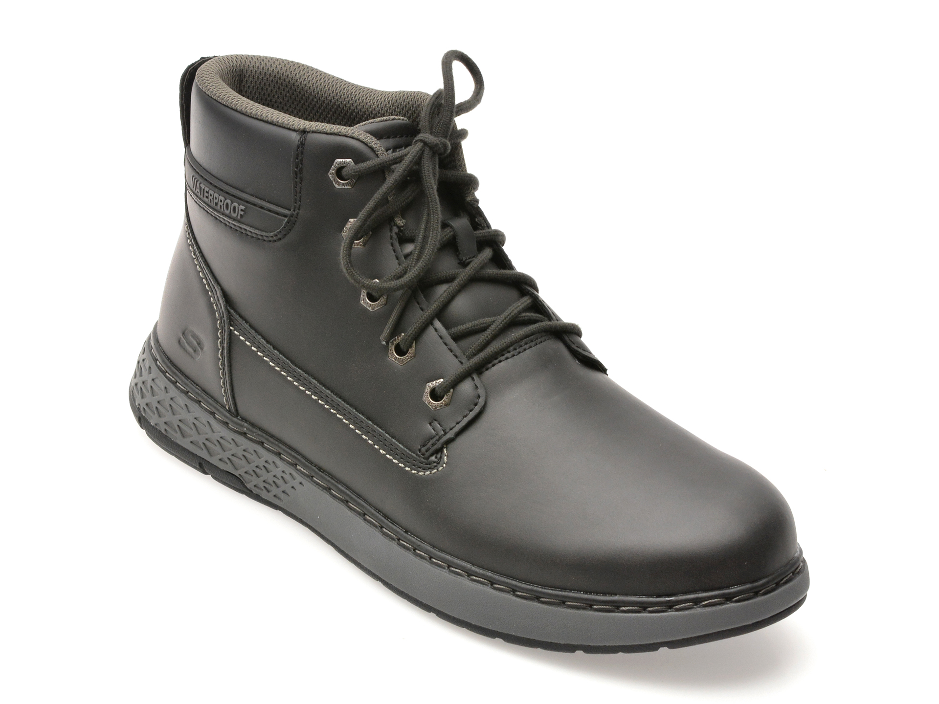 Ghete SKECHERS negre, GARLAN, din piele ecologica