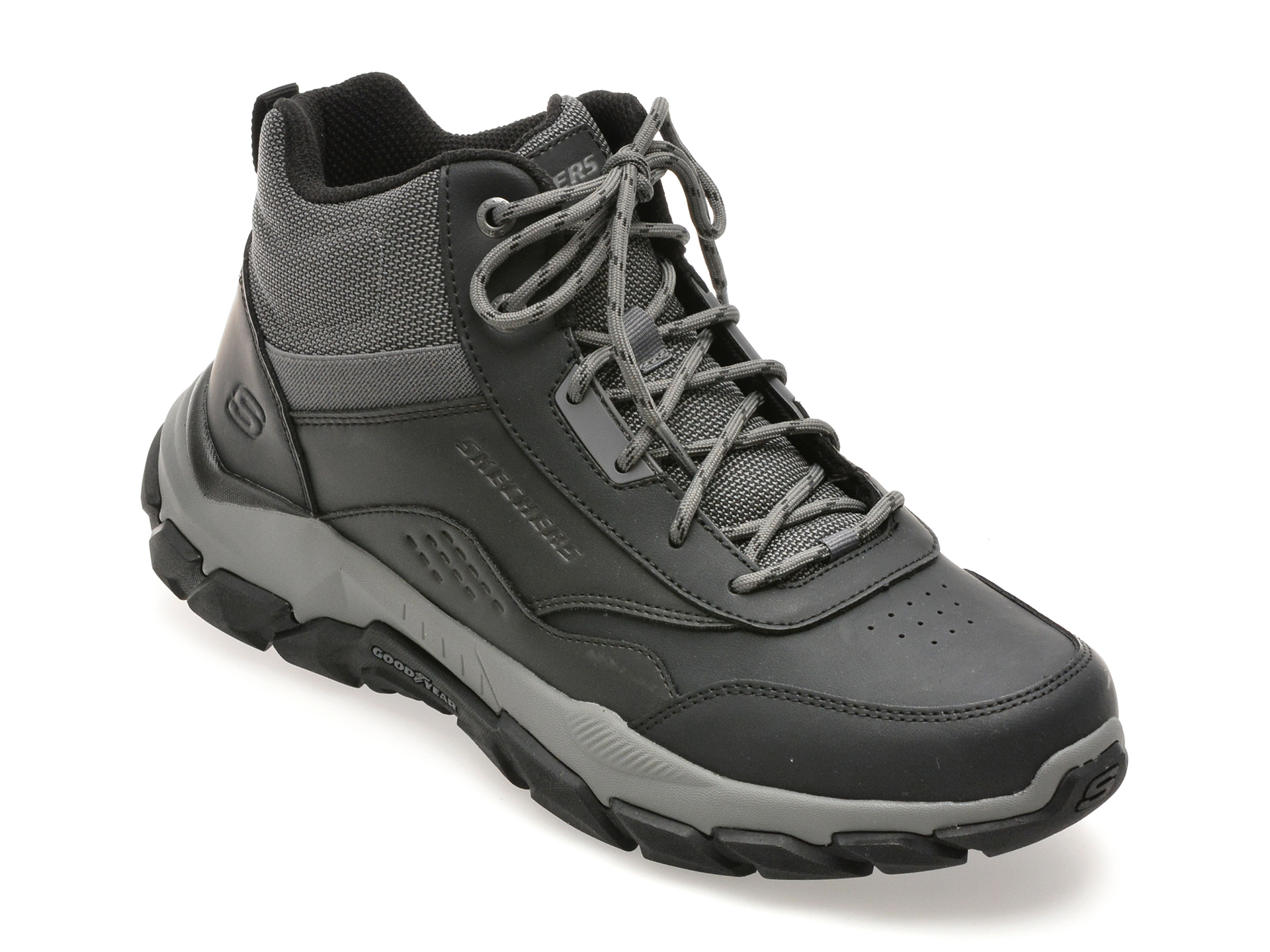 Ghete SKECHERS negre, SANTORO, din piele naturala