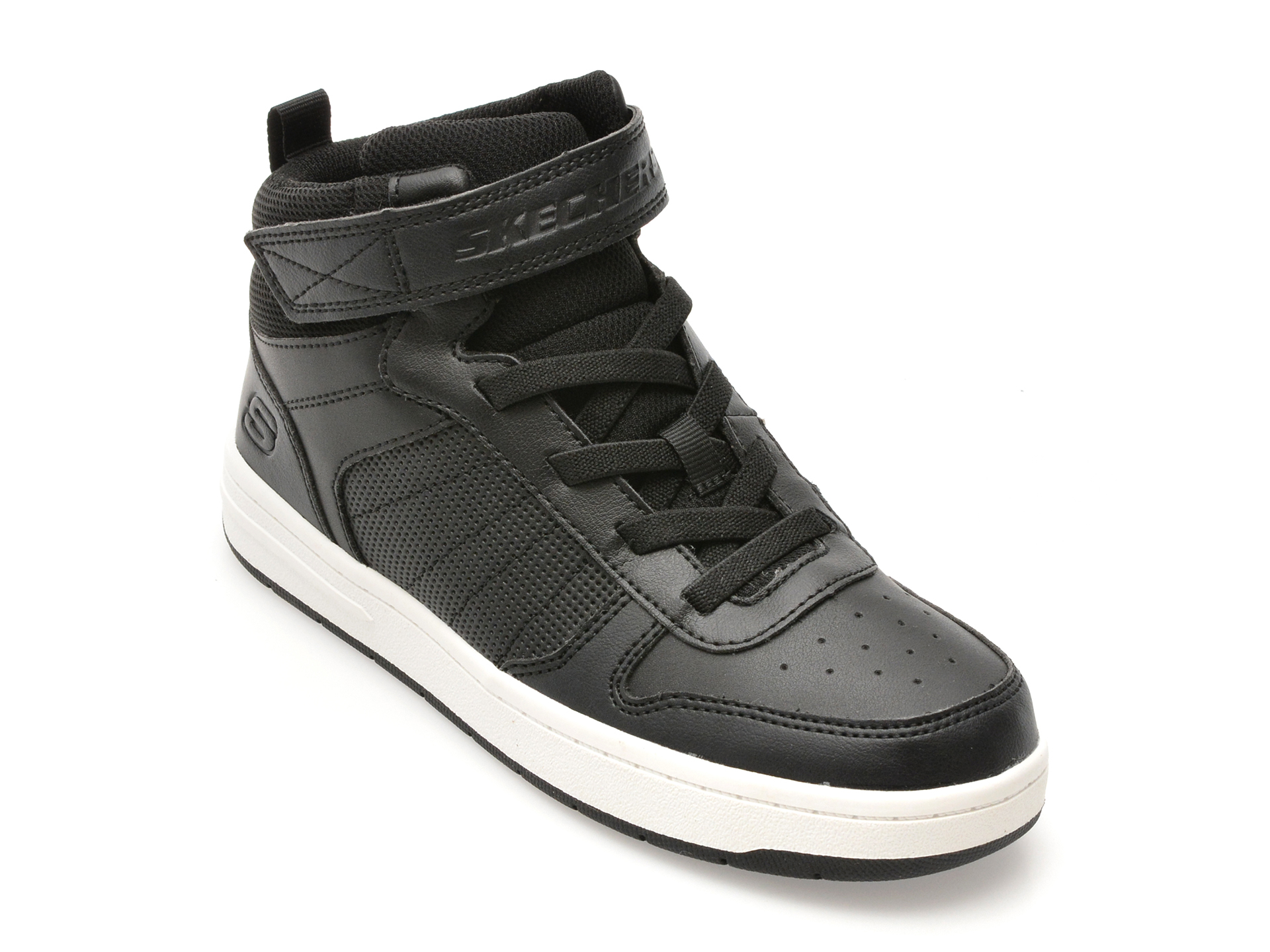 Ghete SKECHERS negre, SMOOTH STREET, din piele ecologica