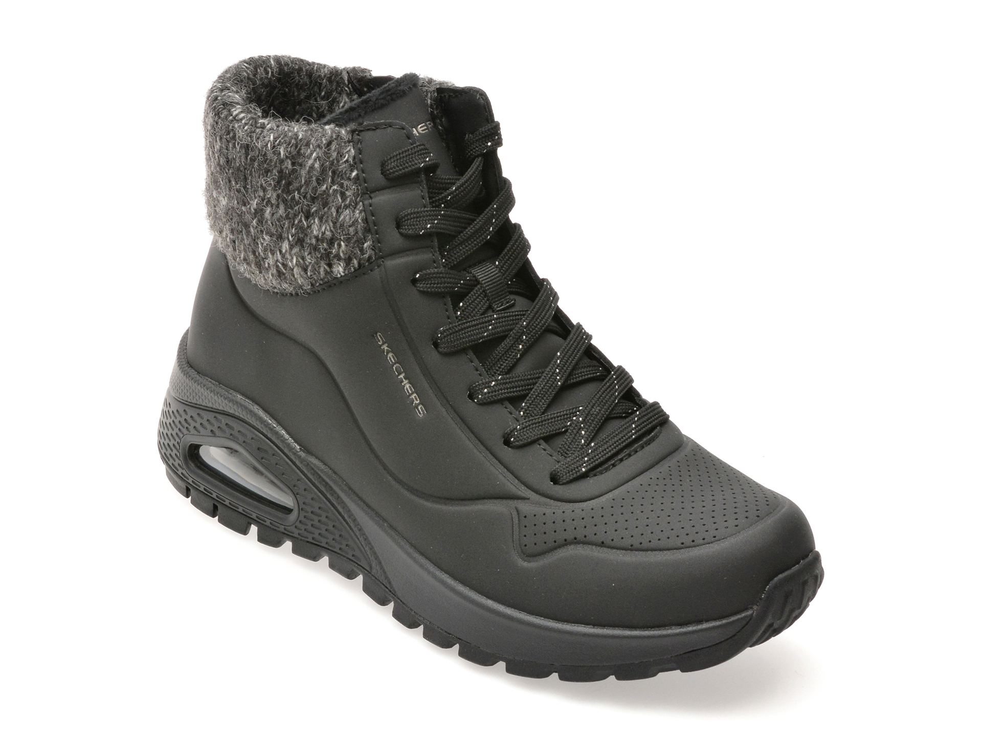 Ghete SKECHERS negre, UNO RUGGED, din piele ecologica