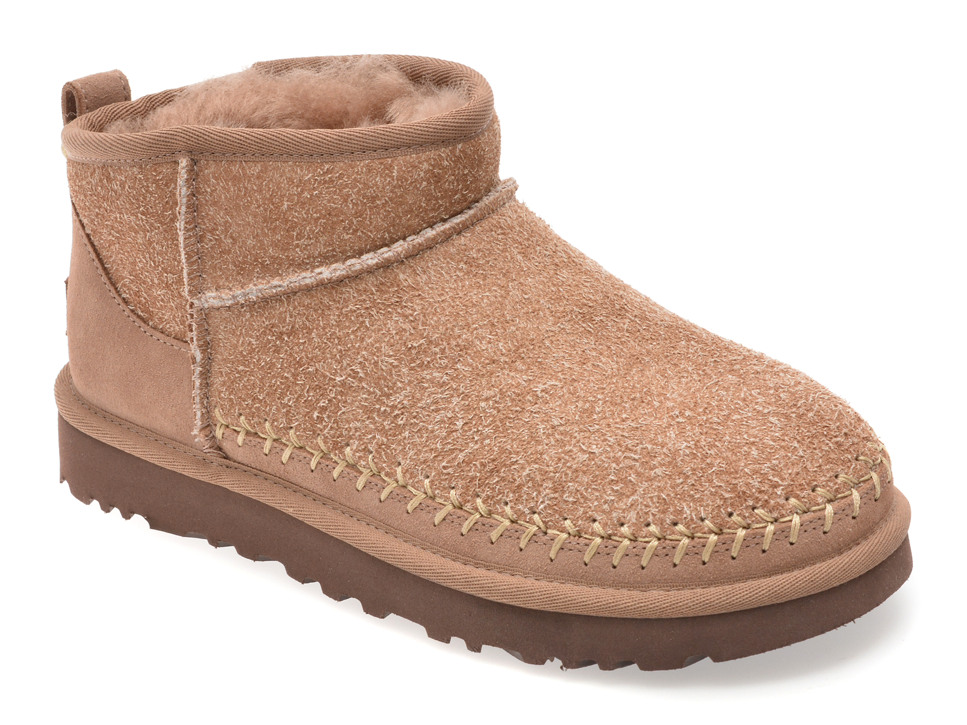 Ghete UGG maro, CLASSIC ULTRA MINI BIARRITZ, din piele intoarsa