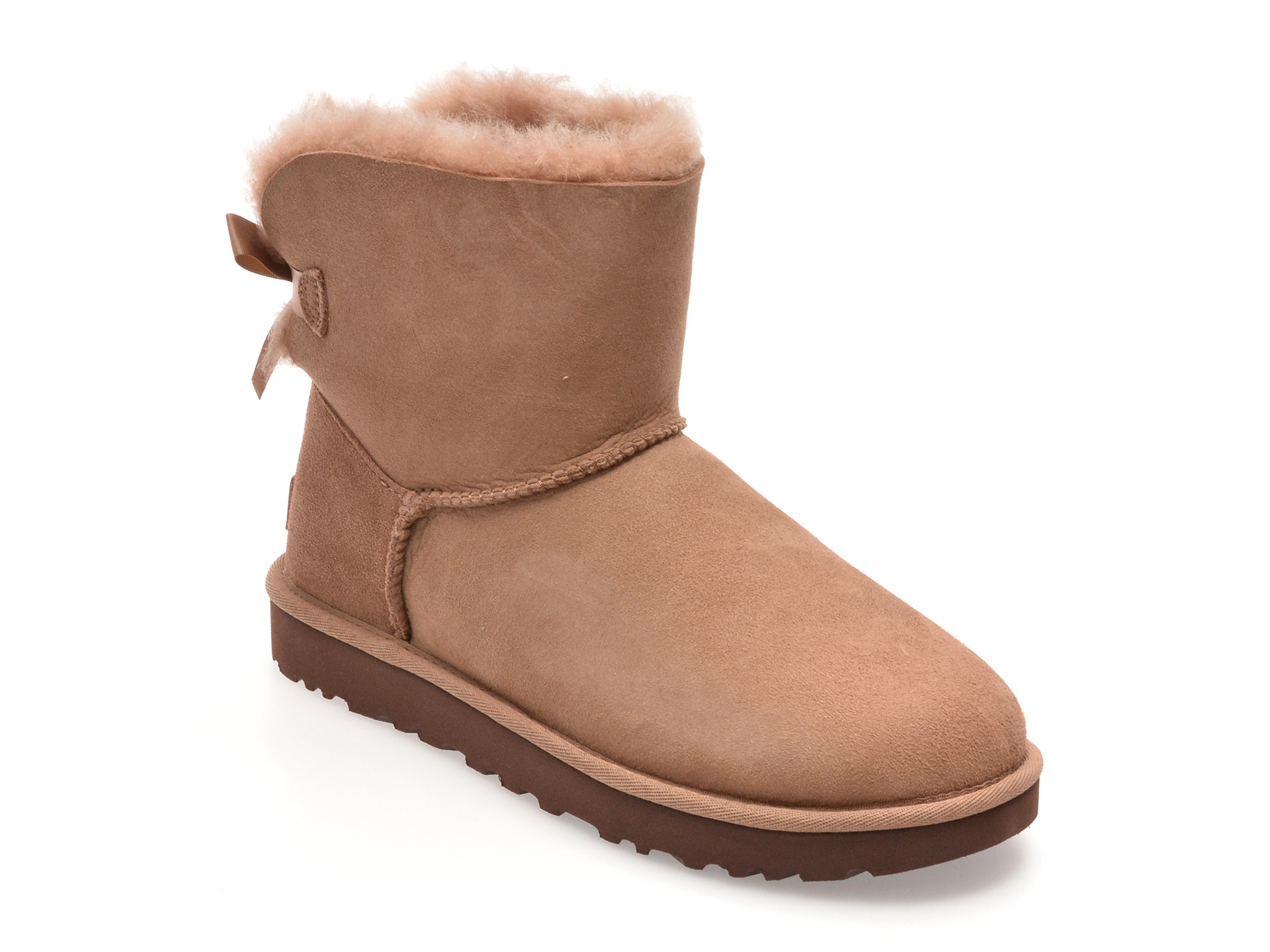 Ghete UGG maro, MINI BAILEY BOW II, din piele intoarsa