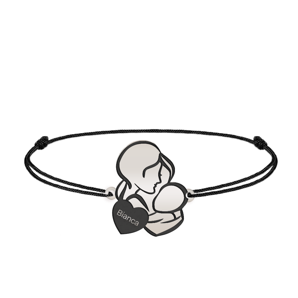 Grace - Bratara personalizata snur mama si bebe din argint 925