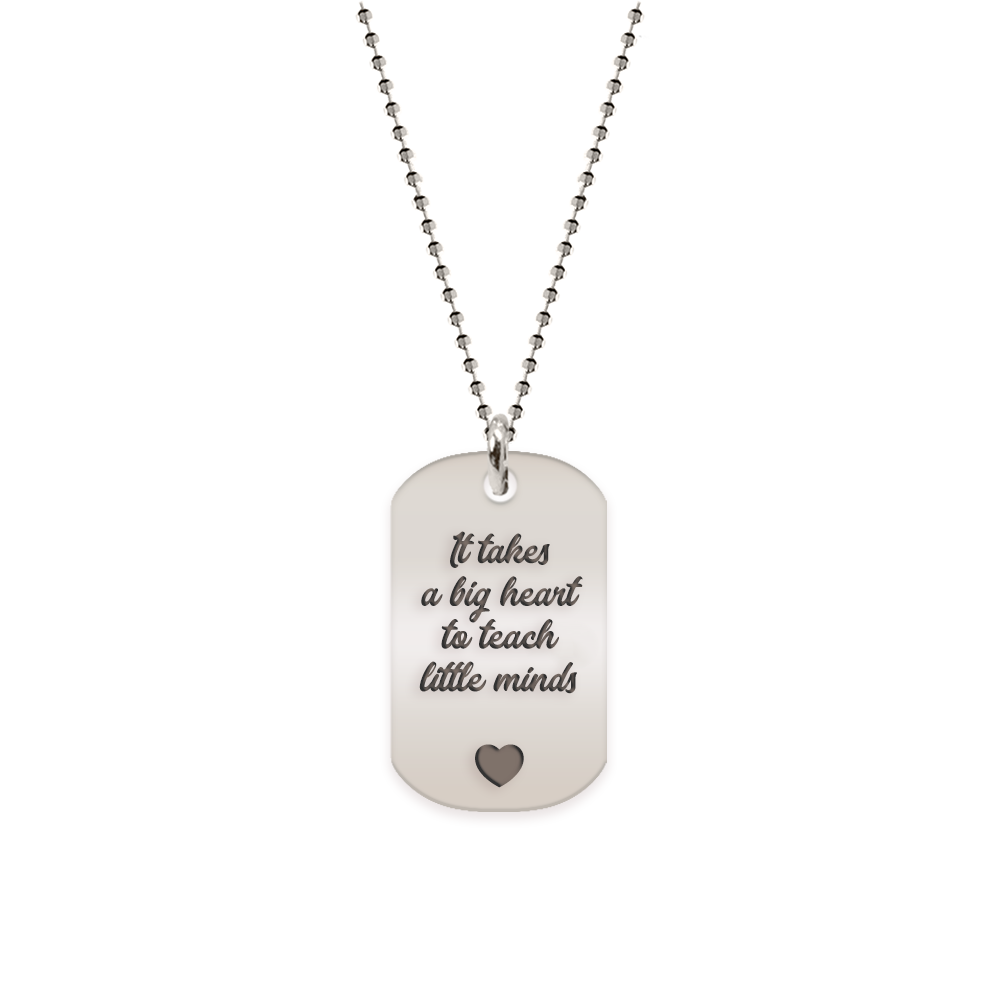 Graduatio - Colier personalizat dog tag profesor/invatator din argint 925