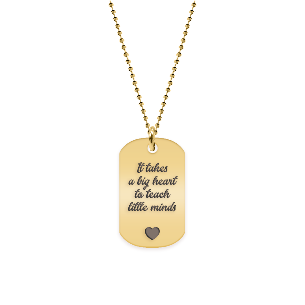 Graduatio - Colier personalizat dog tag profesor/invatator din argint 925 placat cu aur galben 24K