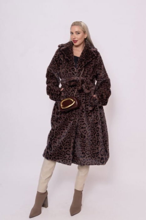 Haina midi din blanita artificiala animal print