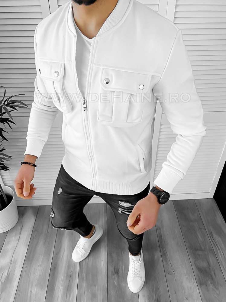 Hanorac barbati slim fit alb DEFK034 D4-2.3