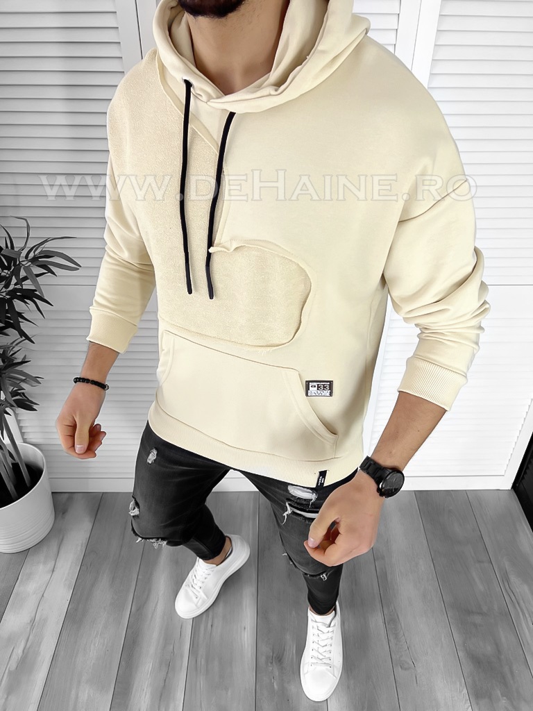 Hanorac barbati slim fit bej K004 i11-5