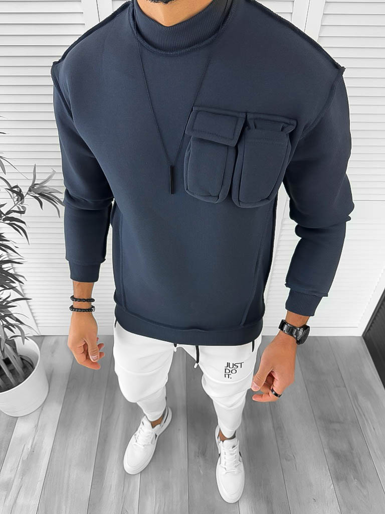 Hanorac barbati slim fit bleumarin K156 i1-2