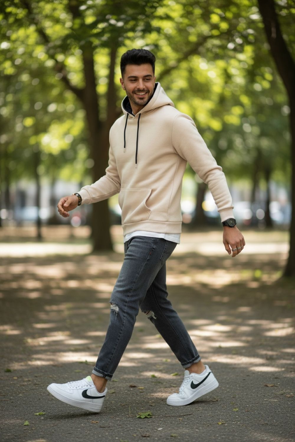 Hanorac barbati slim fit crem 13411 D10-4