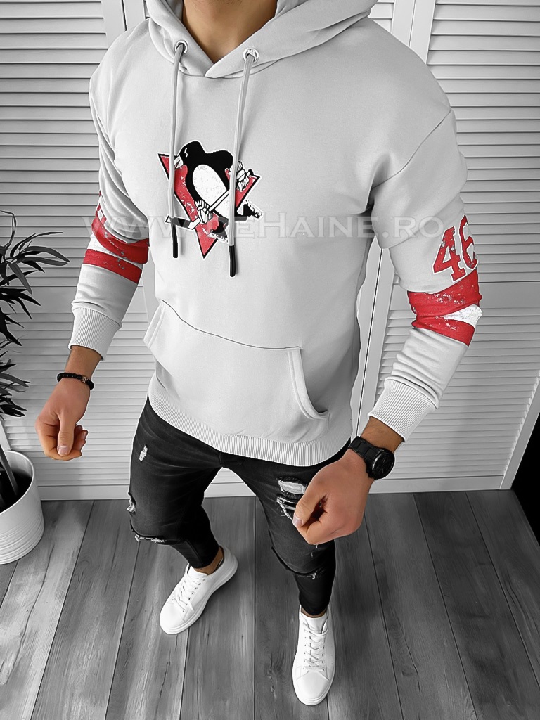 Hanorac barbati slim fit gri cu imprimeu pe spate K130 P20-1.3