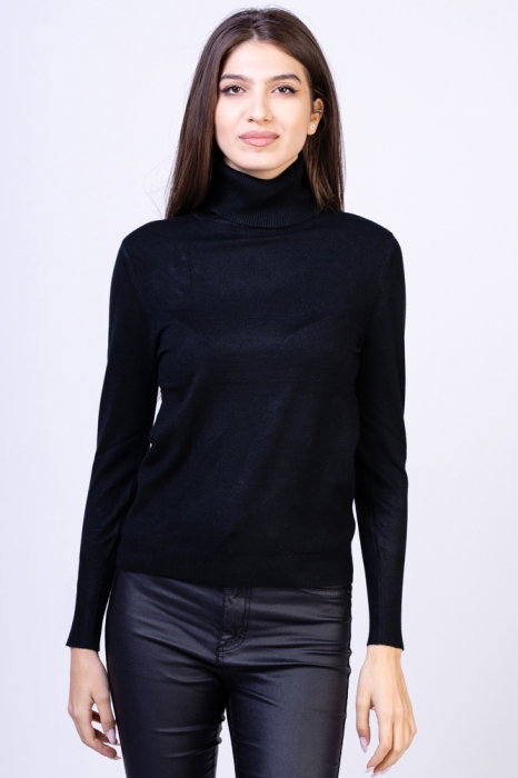 Helanca pulover cu guler inalt, neagra