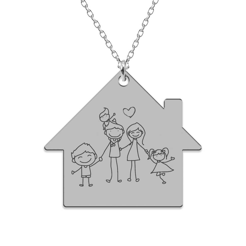 Home - Colier personalizat din argint 925 "Family is home"