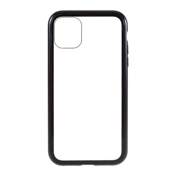 Husă pentru întreg telefon din sticlă temperată și cadru din metal pentru iPhone 11 Pro Max - negru 0006
