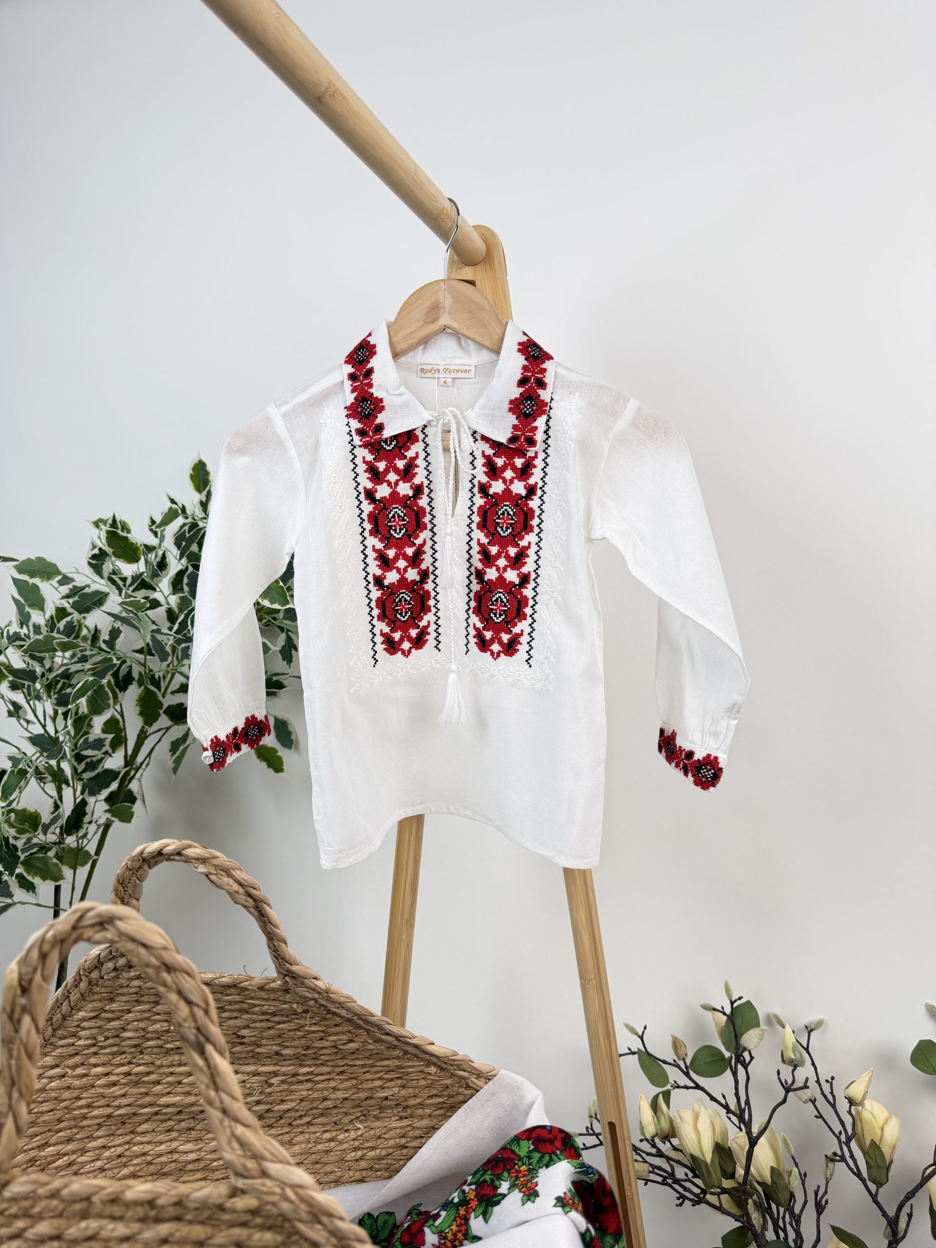 Ie tradițională băieți TM2466 broderie roșie - 6