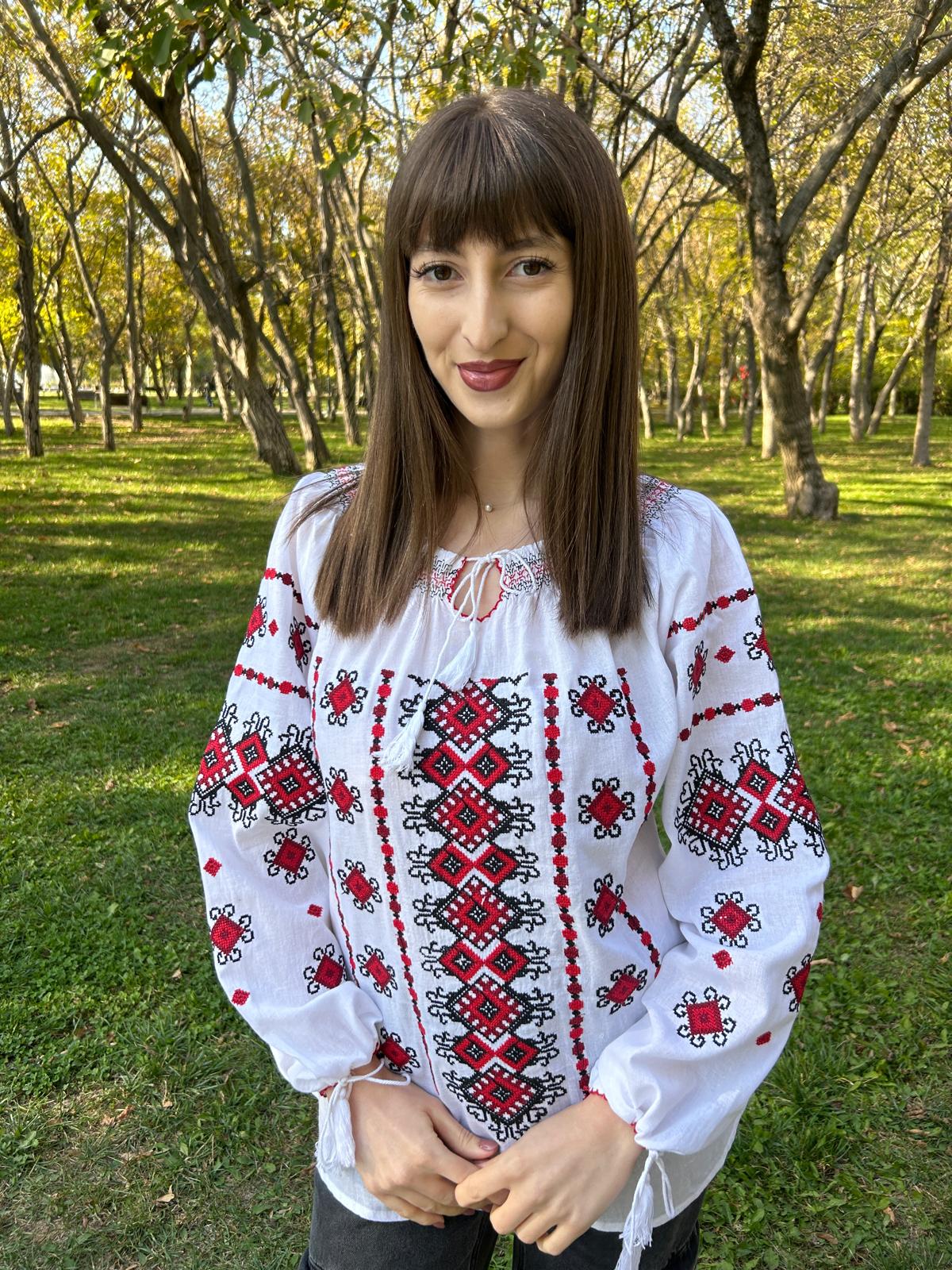 Ie tradițională femei TM1515 fir roșu și negru - XL