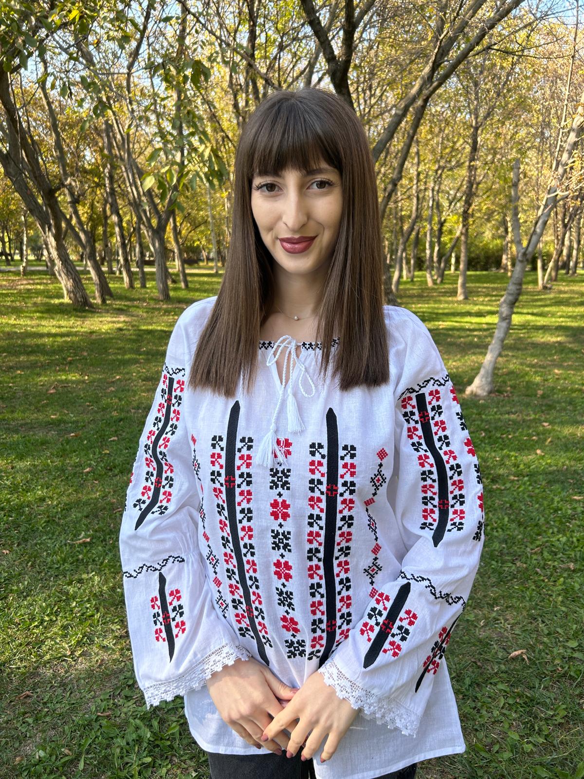Ie tradițională femei TM1524 fir roșu și negru - M