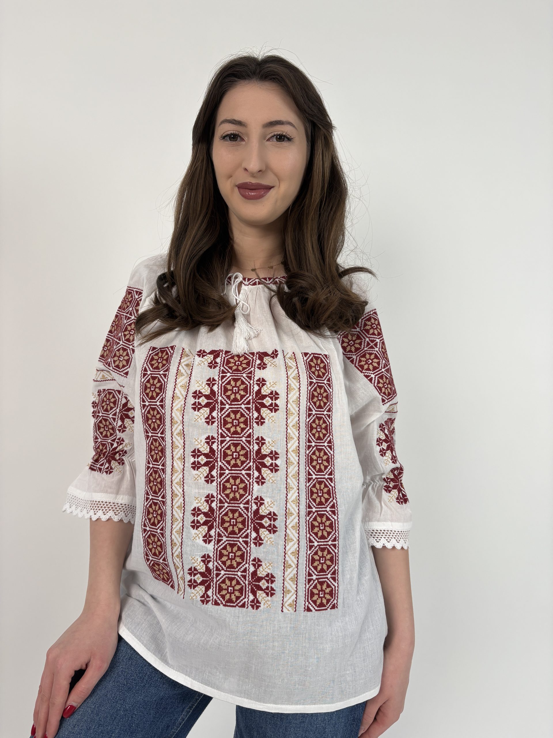 Ie tradițională femei TM2184 *broderie roșie* - 3XL