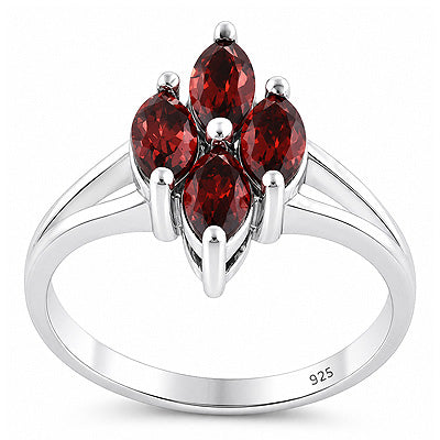 Inel argint 925 granat | Flower #3