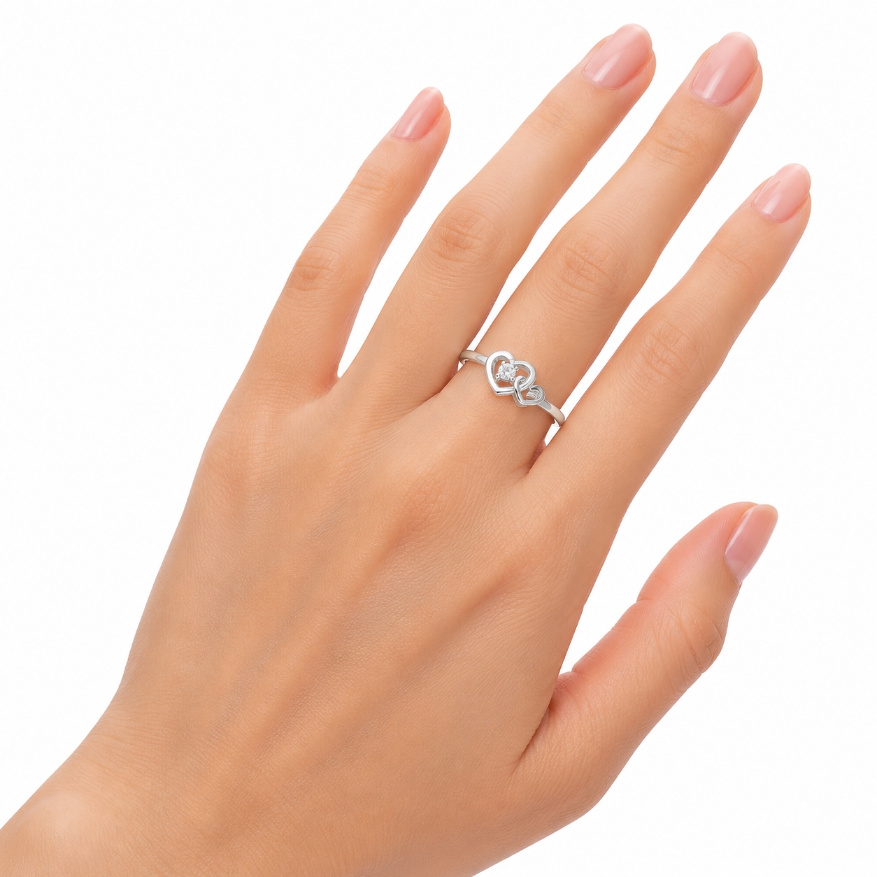 Inel argint 925, JW1340, model inima si infinit, placat cu rodiu - poza 2
