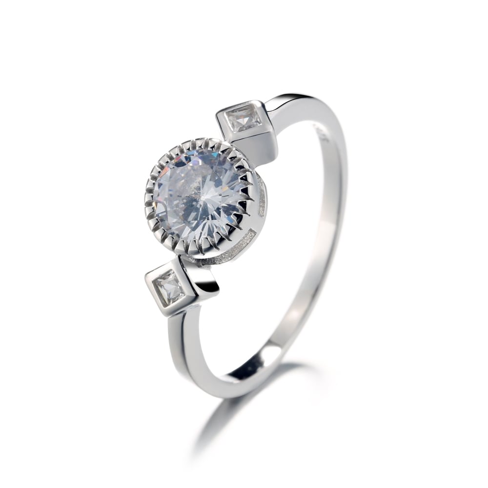 Inel argint 925, JW1355, model elegant cu pietre, placat cu rodiu - poza 1
