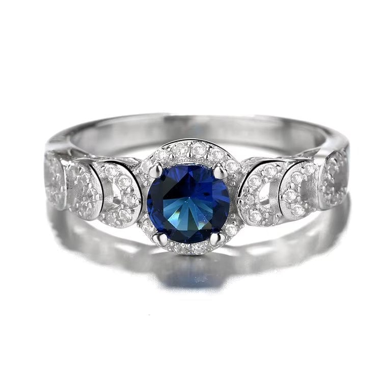 Inel argint 925, JW1845, model elegant cu zirconiu albastru, placat cu rodiu - poza 1