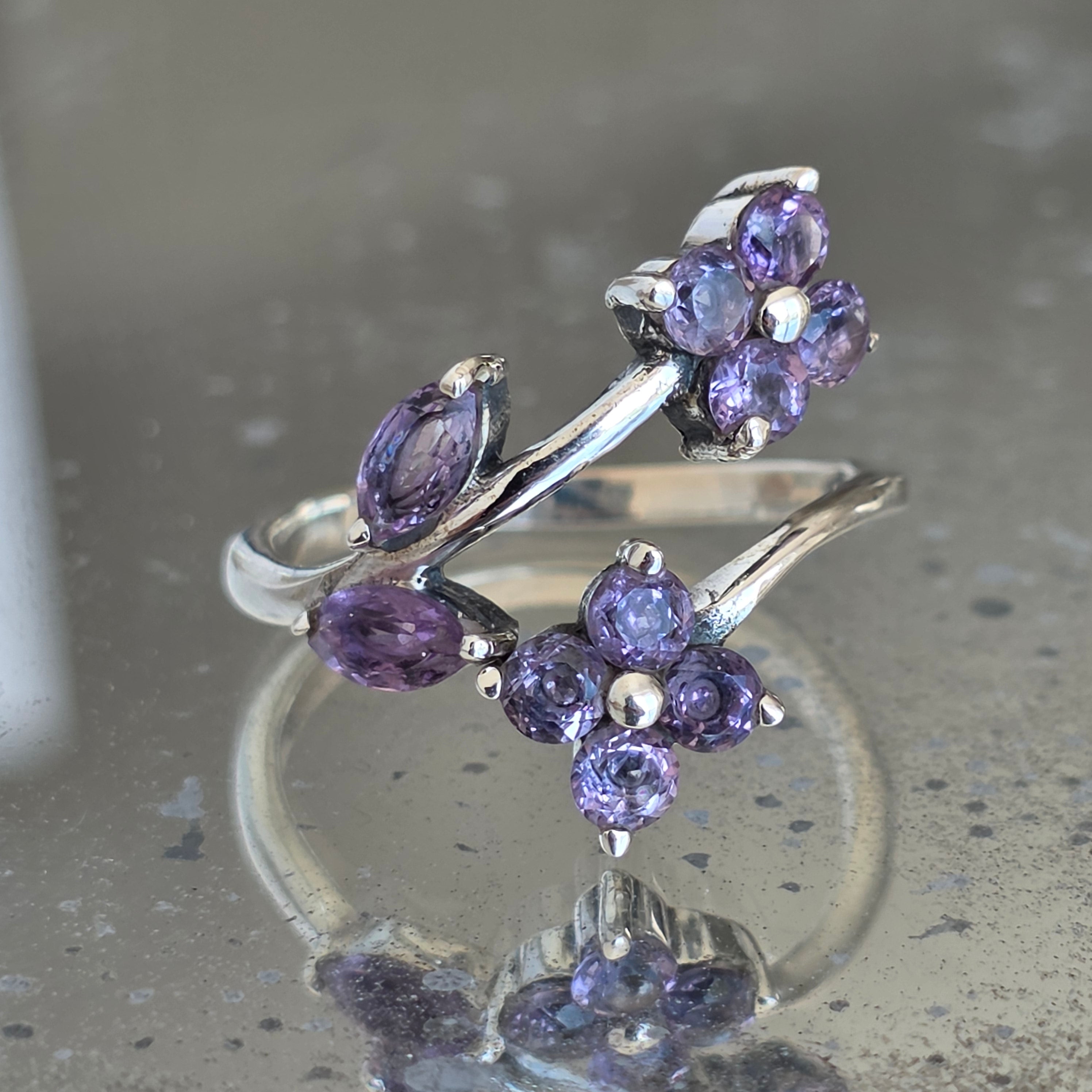 Inel argint ametist | Flower 1