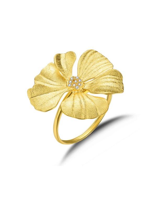 Inel Argint Aurit Flower