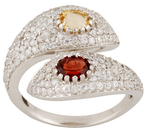 Inel argint citrin, granat, zirconiu | TRIO