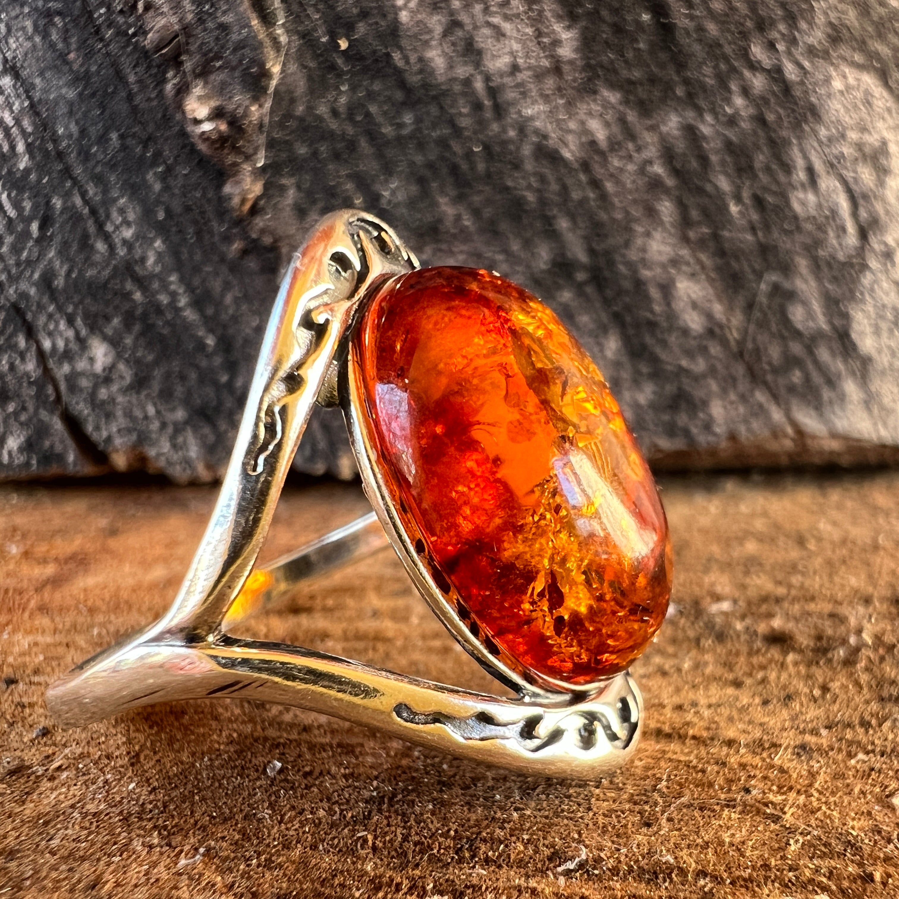 Inel argint cu chihlimbar Amber6