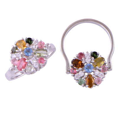Inel argint turmalina mix si topaz | FLOWER 9