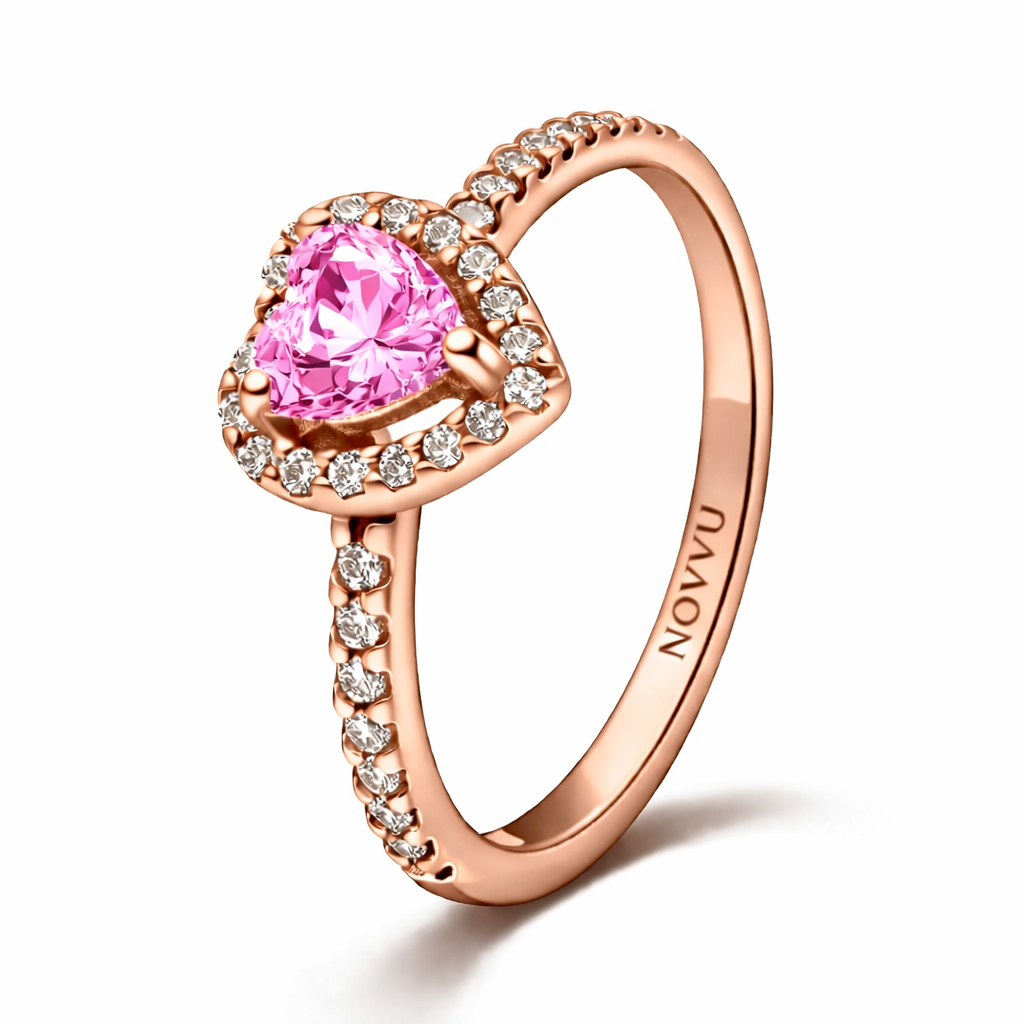 Inel Pink Heart Rose cu Argint - 48