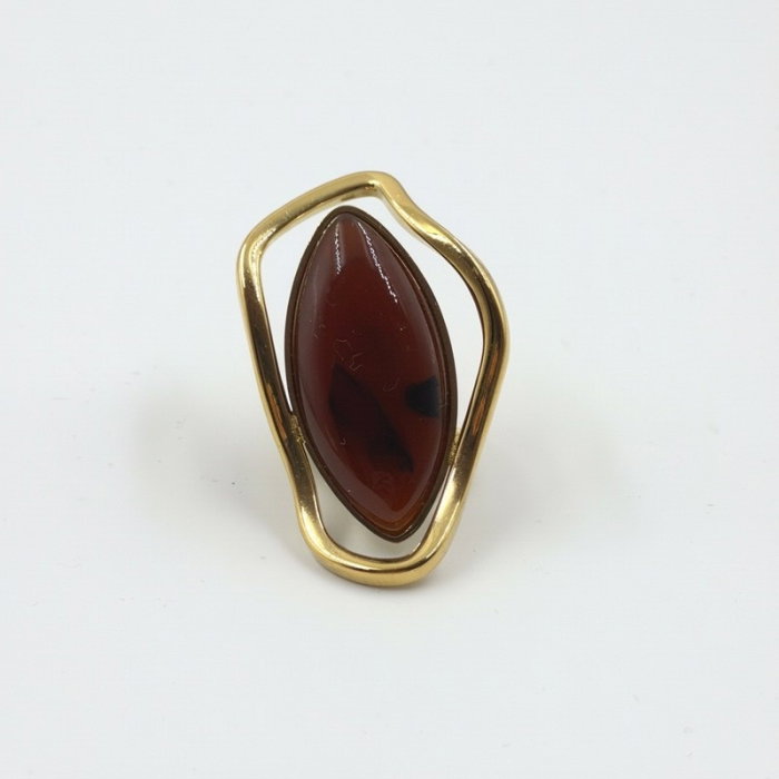 Inel reglabil Amber Gold, cu accente aurii si design sculptural