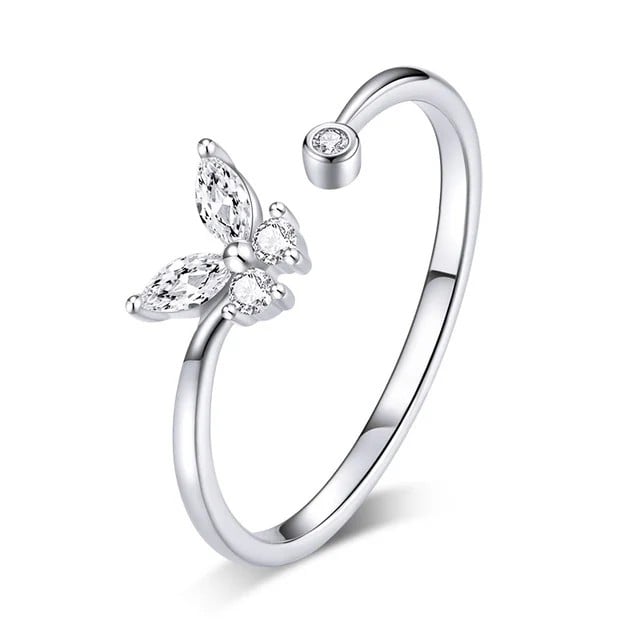 Inel reglabil argint 925, JW1851, model fluture, placat cu rodiu