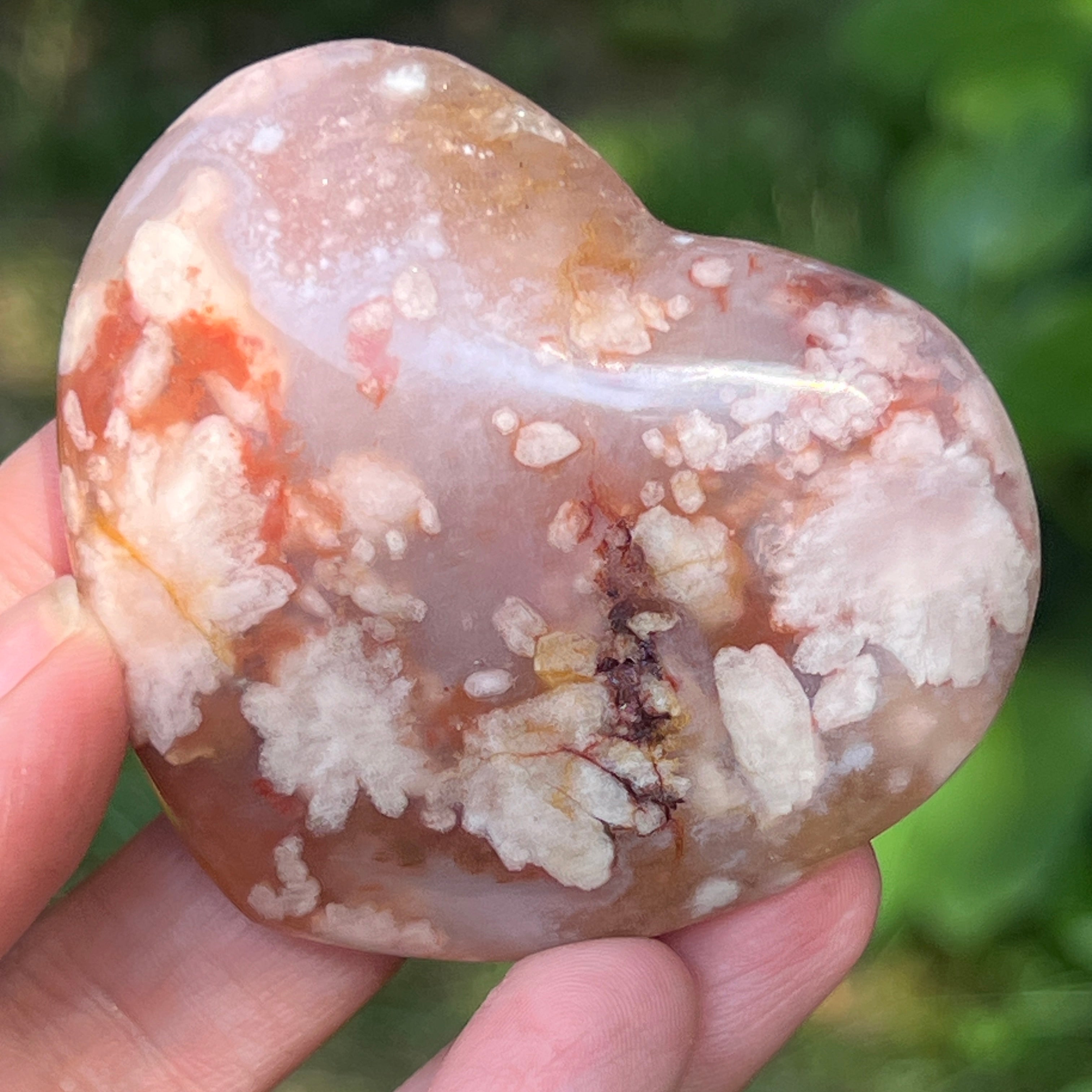 Inima agat coral floare gri m2