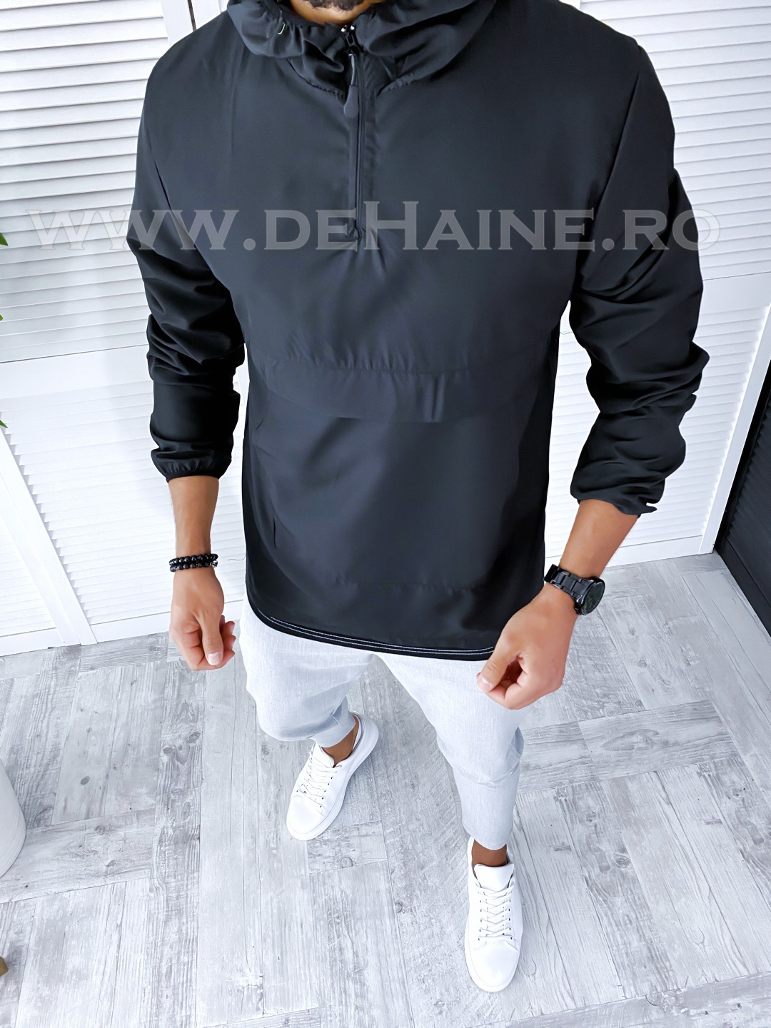 Jacheta barbati de toamna neagra din fas subtire B2370 O1-4.3